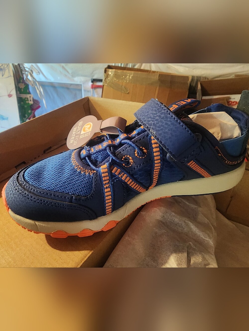 Nwt Sz 2 Boys Merrell Hydro Free Roam Blue & Orange Hybrid Water Sneaker